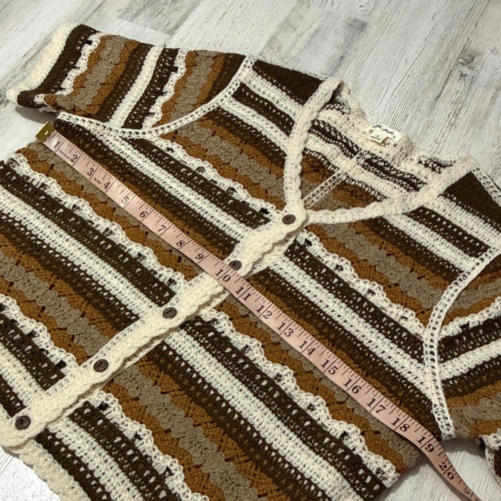 Ultra Pink Brown and Cream Striped Crochet Top - Picture 9 of 10